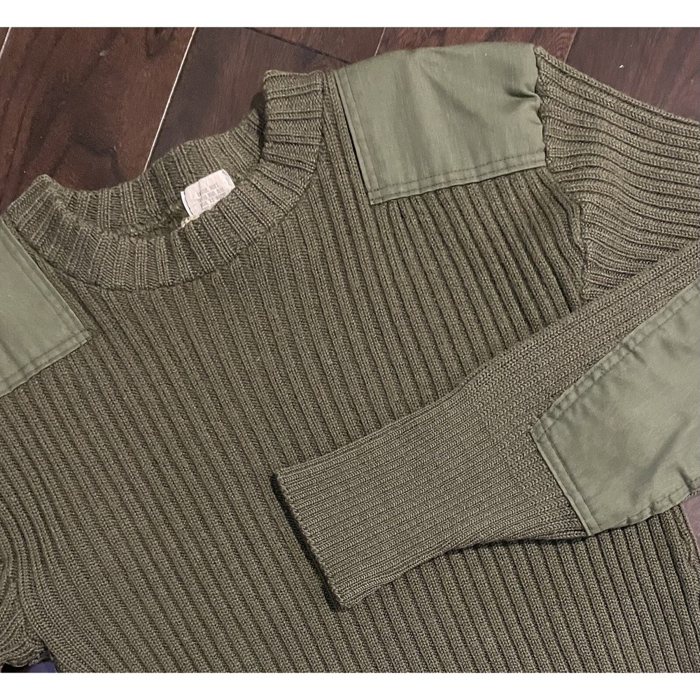 USMC Commando Sweater Mens Med Olive Green Wool Ribbed Tactical Vintage Military